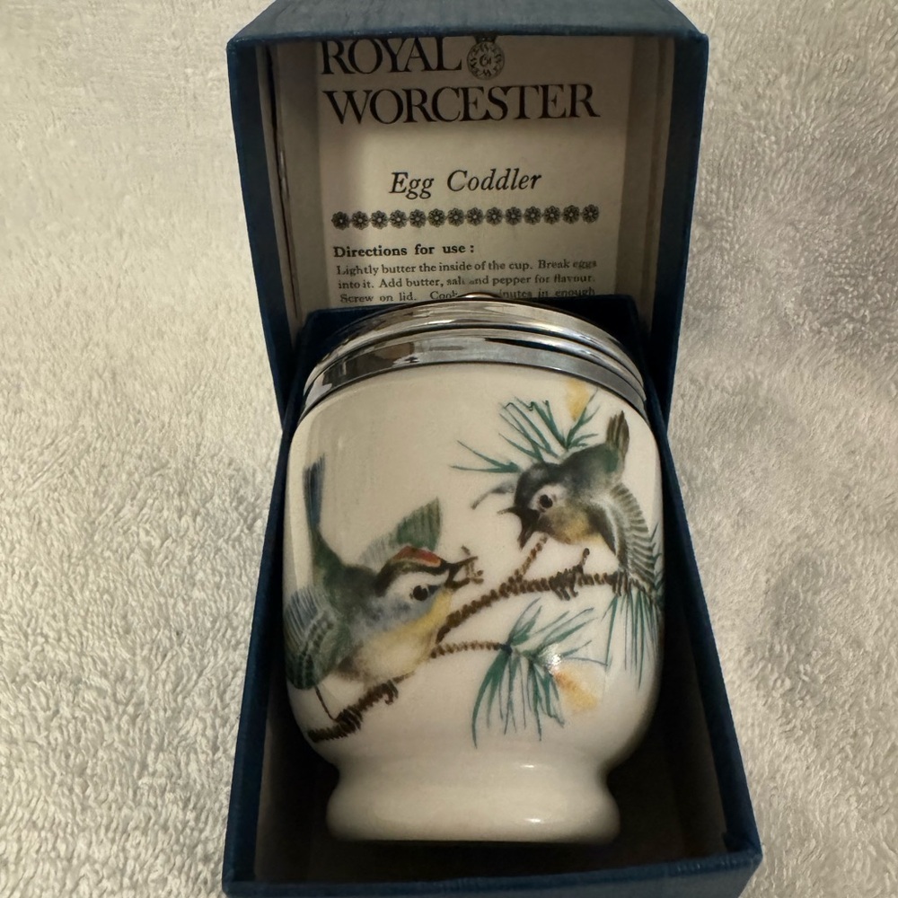 Royal Worcester Egg Coddler with Bird and Pine Design